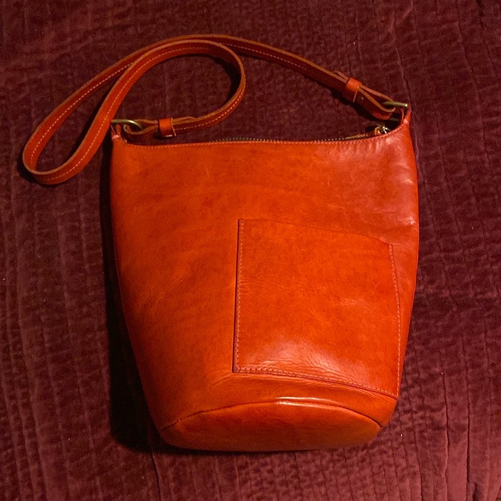 Clare V. Petite Jeanne Red Leather Bucket Shoulder Bag